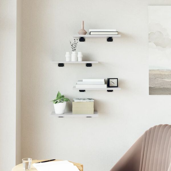 vidaXL Panneaux de biblioth&egrave;que 4 pcs blanc brillant bois d&rsquo;ing&eacute;nierie