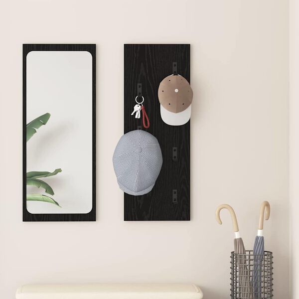 vidaXL Porte-manteau mural Montage mural Chêne noir 30 x 1,5 x 80 cm