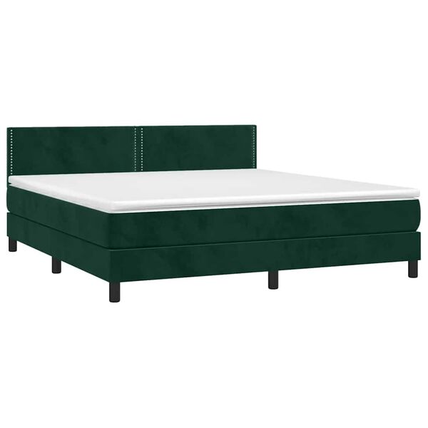 vidaXL Sommier &agrave; lattes de lit avec matelas LED Vert fonc&eacute; 180x200 cm