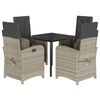 vidaXL Ensemble &agrave; manger de jardin et coussins 5 pcs gris clair rotin