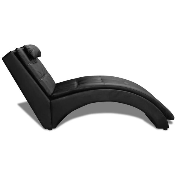 vidaXL Chaise longue avec oreiller Noir Similicuir