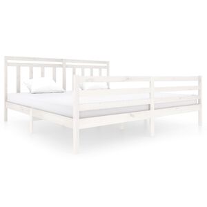 vidaXL Cadre de lit sans matelas blanc bois massif 200x200 cm