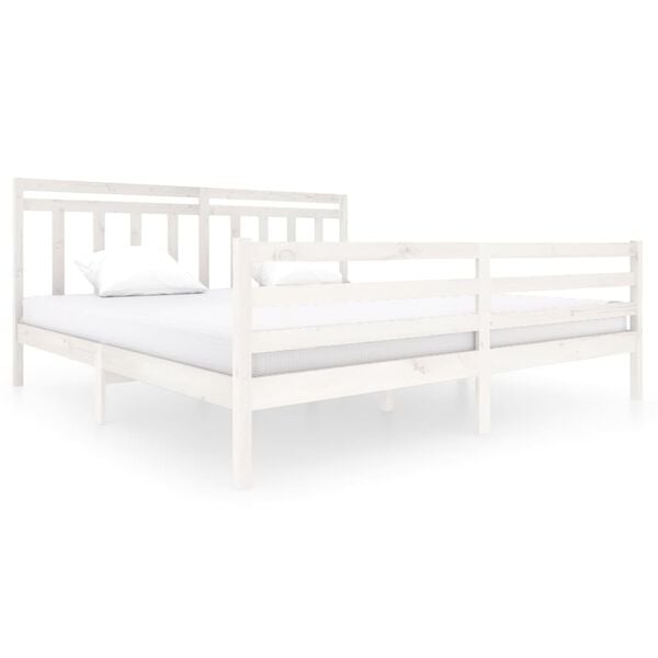 vidaXL Cadre de lit sans matelas blanc bois massif 200x200 cm