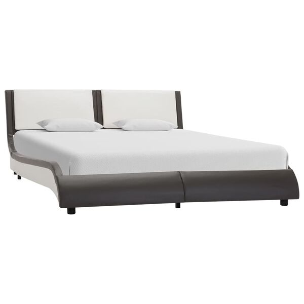 vidaXL Cadre de lit avec LED sans matelas Gris et blanc 120 x 190 cm
