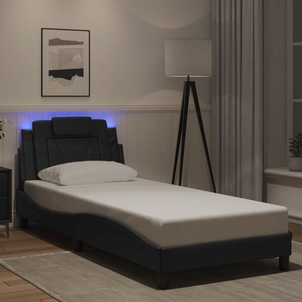 vidaXL Cadre de lit Viana avec LED sans matelas noir 80x200 cm