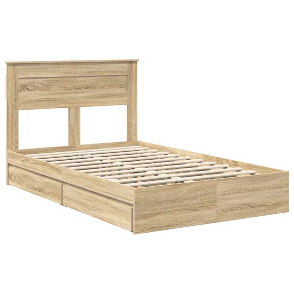 vidaXL Lit de Rangement Ch&ecirc;ne Sonoma 120 x 190 cm Bois d'ing&eacute;nierie