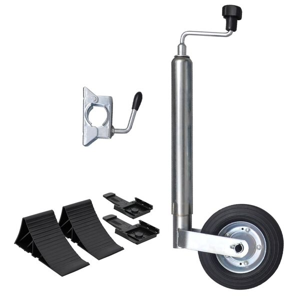 vidaXL Roue jockey 48 mm avec 1 pince divisée et des cales de roue