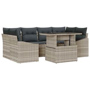 vidaXL Ensemble de canap&eacute; de jardin 7 pcs Gris clair polyrotin