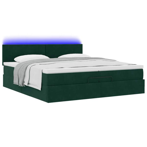 vidaXL Cadre de lit ottoman avec matelas vert fonc&eacute; 200x200 cm velours
