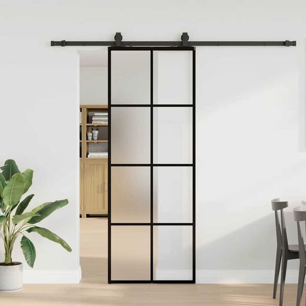 vidaXL Porte coulissante kit de quincaillerie noir 76x205 cm verre ESG