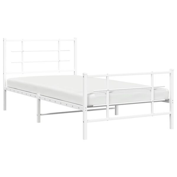 vidaXL Cadre de lit métal sans matelas et pied de lit blanc 107x203 cm