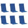 vidaXL Coussins de chaise de jardin &agrave; dossier haut lot de 6 bleu royal
