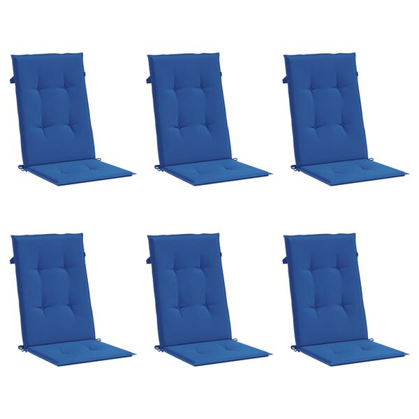 vidaXL Coussins de chaise de jardin &agrave; dossier haut lot de 6 bleu royal