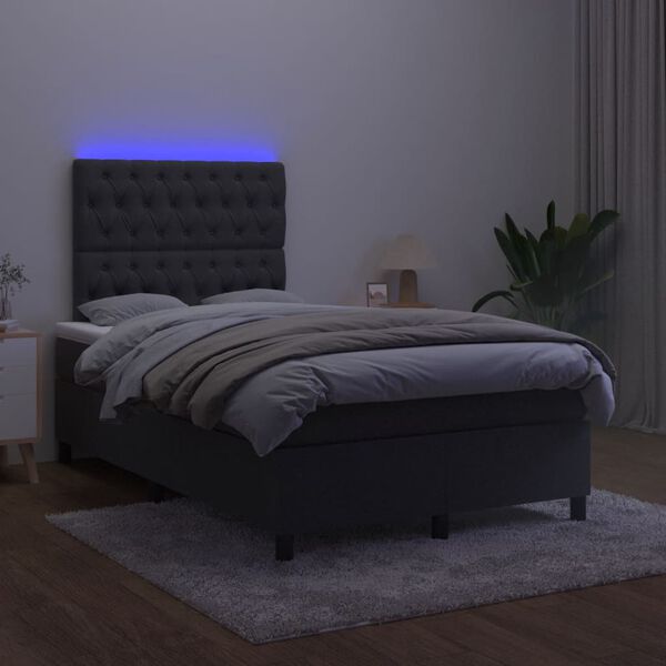 vidaXL Sommier &agrave; lattes de lit et matelas LED noir 120x190 cm velours