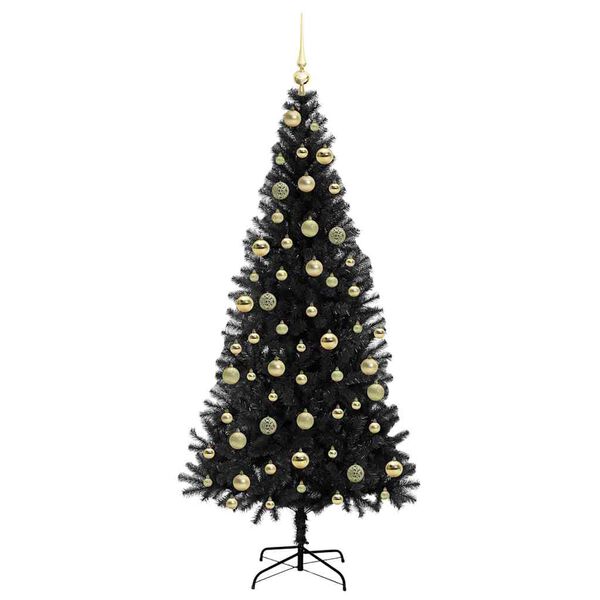vidaXL Sapin de No&euml;l avec 300 LED avec support Noir 210 cm PVC