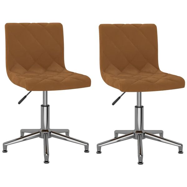 vidaXL Chaises pivotantes &agrave; manger lot de 2 marron velours