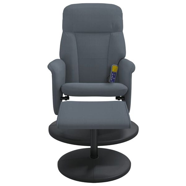 vidaXL Fauteuil de massage inclinable repose-pied gris fonc&eacute; velours