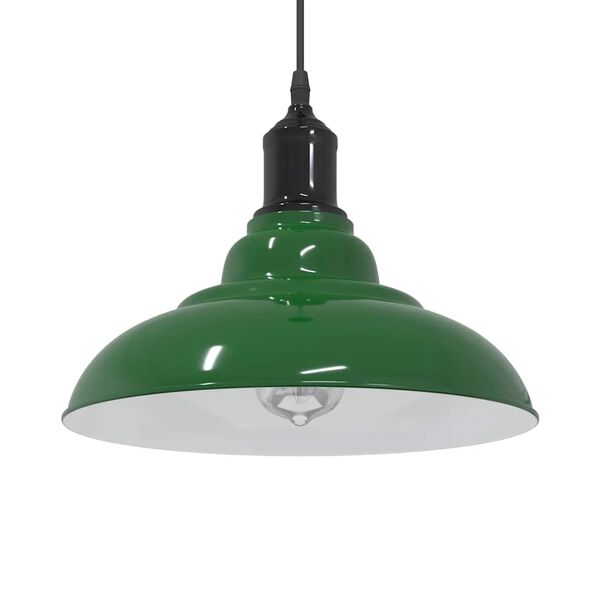 vidaXL Lampe suspendue r&eacute;glable hauteur E27 vert brillant &Oslash; 31cm m&eacute;tal