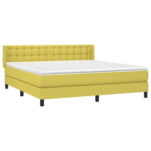 vidaXL Sommier &agrave; lattes de lit avec matelas Vert 160x200 cm Tissu