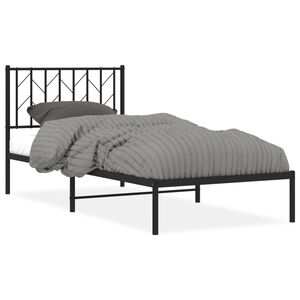 vidaXL Cadre de lit m&eacute;tal sans matelas avec t&ecirc;te de lit noir 90x200 cm