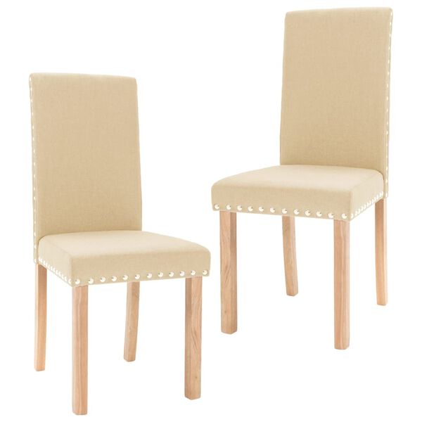 vidaXL Chaises &agrave; manger lot de 2 cr&egrave;me tissu