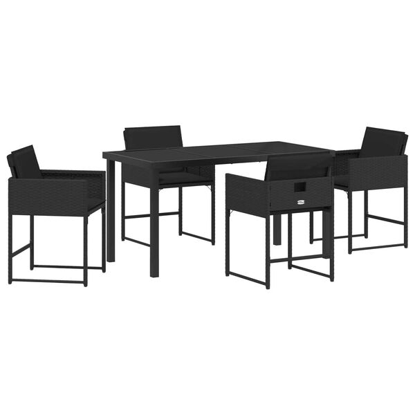 vidaXL Ensemble de salle &agrave; manger pour jardin 5 pcs Noir polyrotin