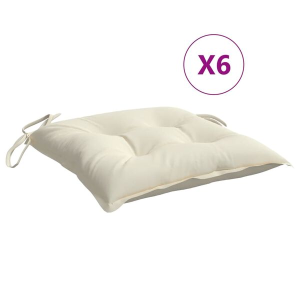 vidaXL Coussins de chaise lot de 6 blanc crème 50x50x7 cm tissu oxford