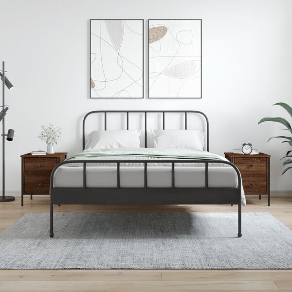 vidaXL Tables de chevet 2pcs chêne marron 40x42x50cm bois d'ingénierie