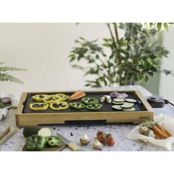 Livoo Gril en bambou 58x30x6 cm 2200 W Bois