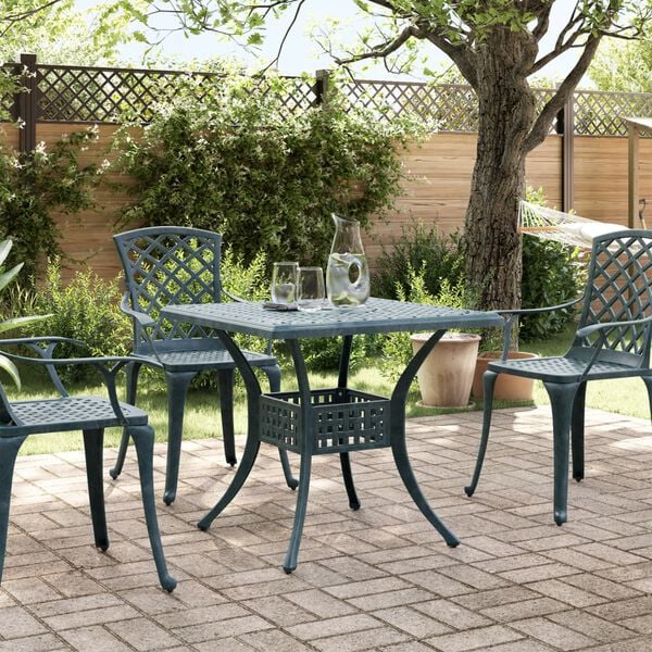 vidaXL Table de jardin vert 80x80x75 cm aluminium coul&eacute;