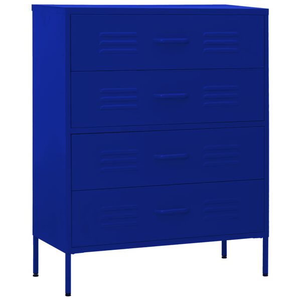 vidaXL Commode Bleu marine 80x35x101,5 cm Acier