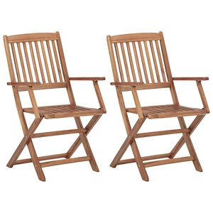 vidaXL Chaises pliantes 2 pi&egrave;ces en bois d'acacia massif