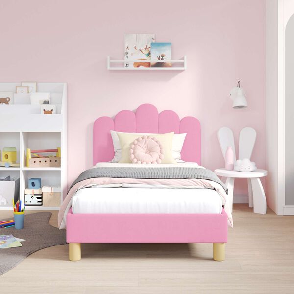 vidaXL Cadre de lit pour enfants avec t&ecirc;te de lit Rose 80 x 160 cm
