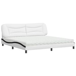 vidaXL Lit avec matelas Hvar blanc et noir 200x200 cm similicuir