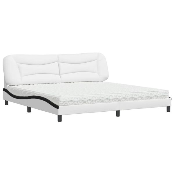vidaXL Lit avec matelas Hvar blanc et noir 200x200 cm similicuir