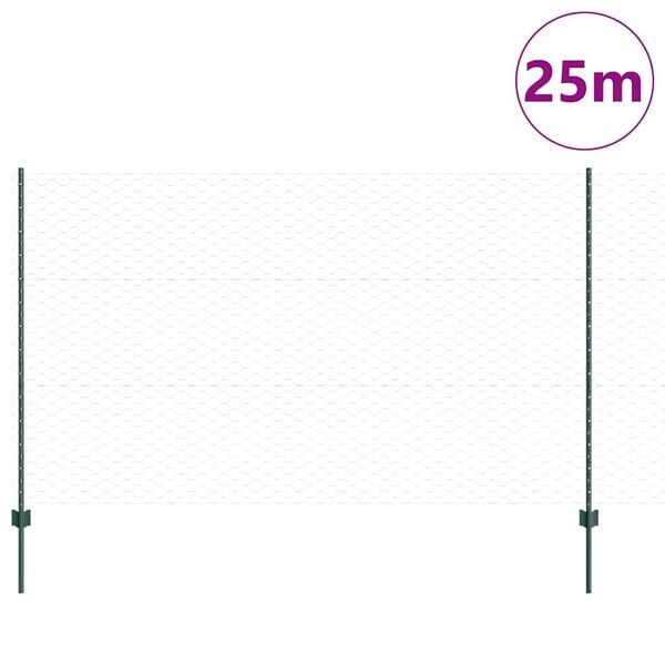 vidaXL Cl&ocirc;ture avec poteau Vert 1,4 x 25 m Acier