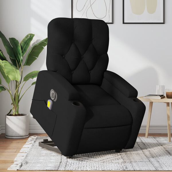 vidaXL Fauteuil inclinable de massage &eacute;lectrique Noir Tissu