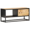 vidaXL Meuble TV avec porte sculpt&eacute;e 90x30x40 cm Bois de manguier brut