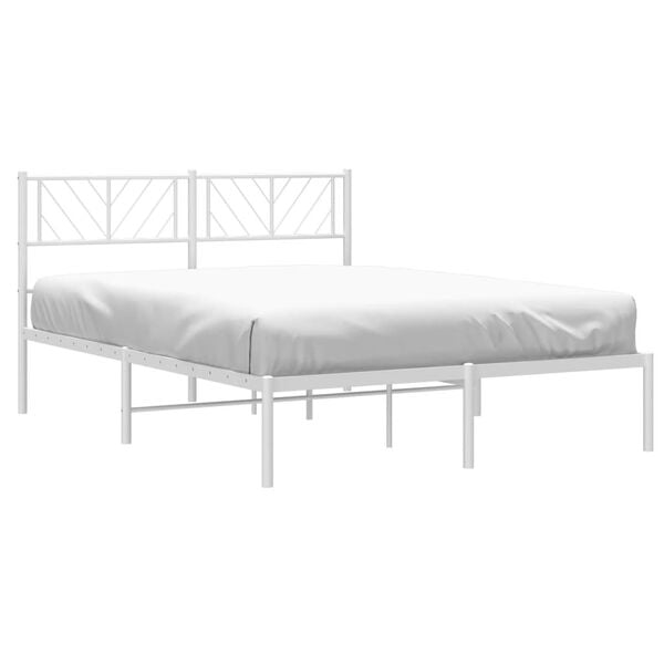 vidaXL Cadre de lit m&eacute;tal sans matelas et t&ecirc;te de lit blanc 140x200 cm