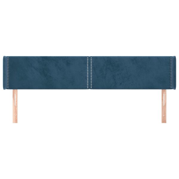 vidaXL T&ecirc;te de lit avec oreilles Bleu fonc&eacute; 183x16x78/88 cm Velours