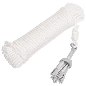 vidaXL Ancre pliable et corde argent&eacute; 0,7 kg fonte galvanis&eacute;e &agrave; chaud