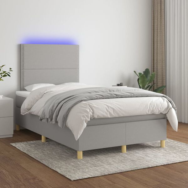 vidaXL Sommier &agrave; lattes de lit et matelas et LED Gris clair 120x200 cm