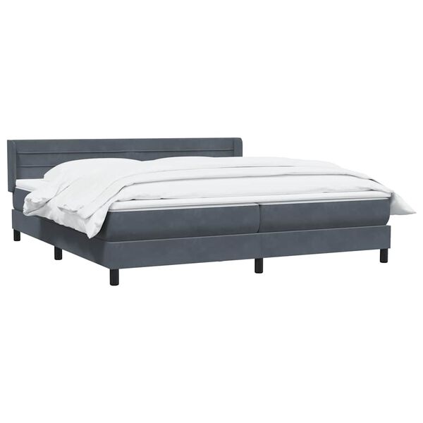 vidaXL Sommier &agrave; lattes de lit et matelas gris fonc&eacute; 180x220cm velours
