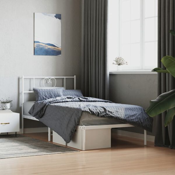 vidaXL Cadre de lit métal sans matelas avec tête de lit blanc 90x190cm