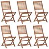vidaXL Chaises pliables de jardin lot de 6 avec coussins Bois d'acacia