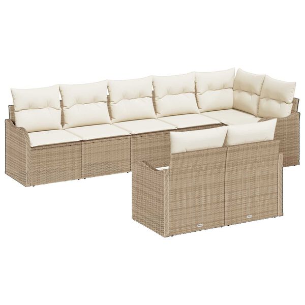 vidaXL Ensemble de canap&eacute; de jardin Beige polyrotin