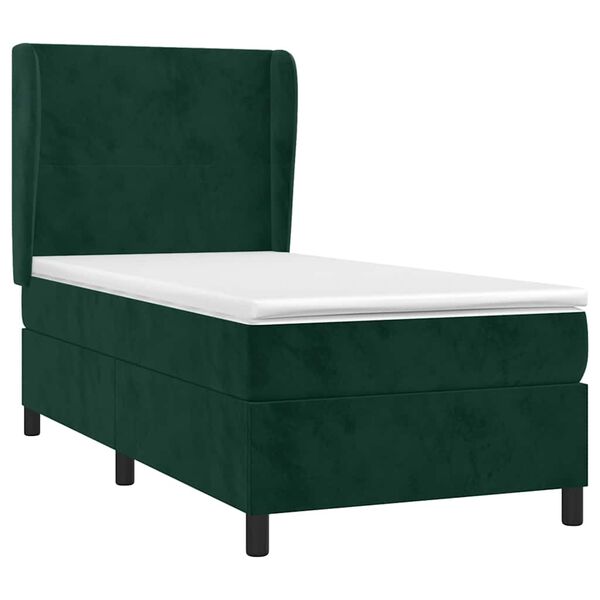 vidaXL Sommier &agrave; lattes de lit avec matelas Vert fonc&eacute; 90x190 cm