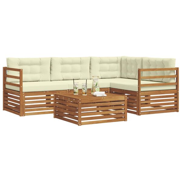 vidaXL Ensemble de canap&eacute;s d'ext&eacute;rieur 5 pcs Naturel et Cr&egrave;me