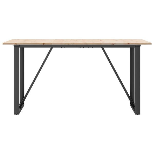 vidaXL Table à manger cadre en O 140x80x75 cm bois de pin massif acier