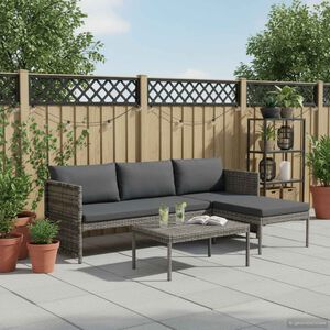 vidaXL Salon de jardin avec coussins 3 pcs r&eacute;sine tress&eacute;e gris